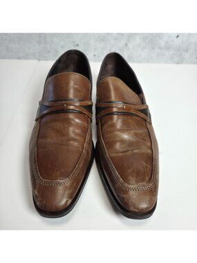 Joseph Abboud Modern Toe Loafers Size 9M Tan Leather Slip-On Dress Shoes WORN